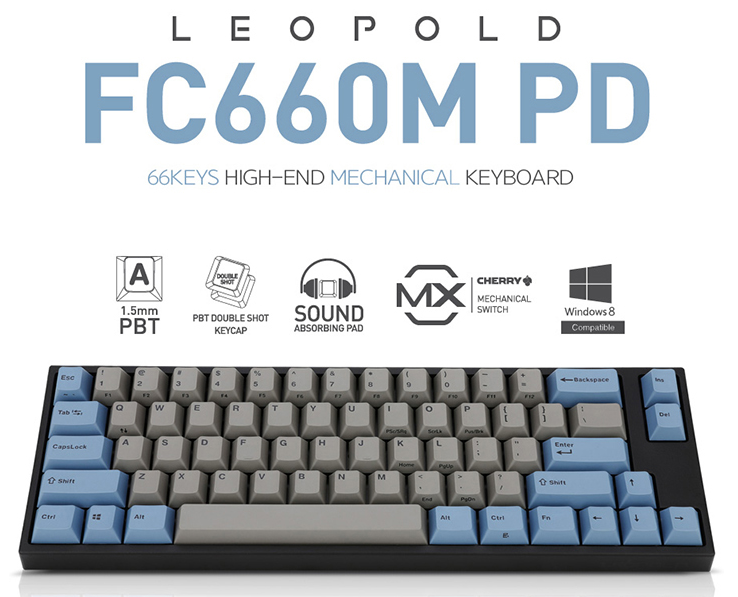 Bàn phím cơ Leopold FC660M PD PBT Doubleshot Brown switch Blue-Grey